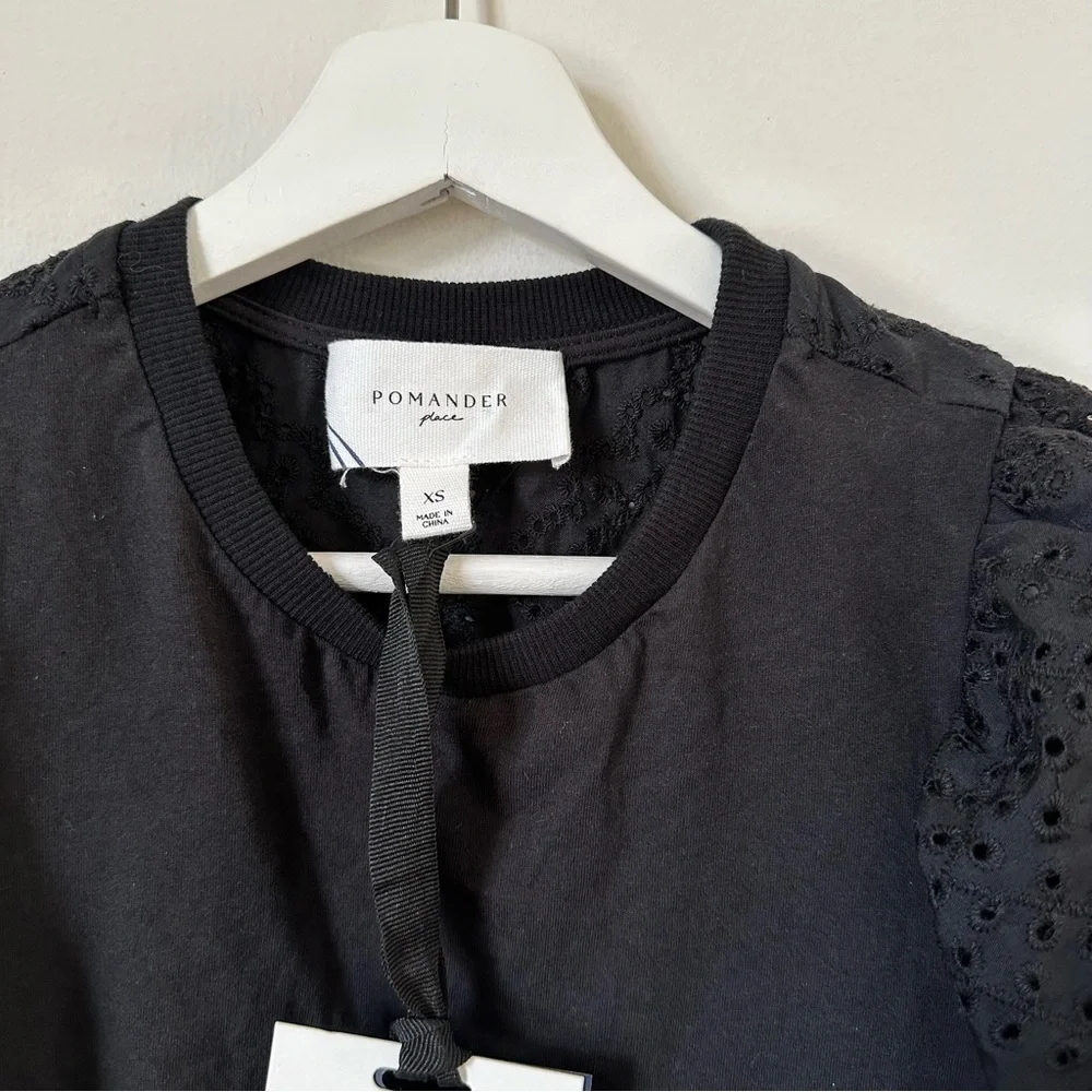 Tuckernuck Pomander Place Emi Eyelet Lace Top Black Flutter XS NWT - Picture 6 of 8